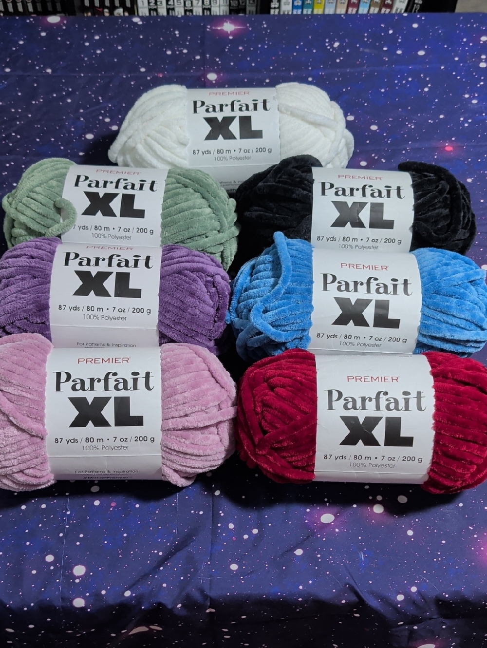 7 Brand New Skeins Premier Parfait XL Chenille Yarn Various Colors Smoke Free